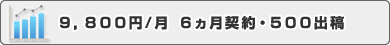 9,800円/月　6ヵ月契約・500出稿